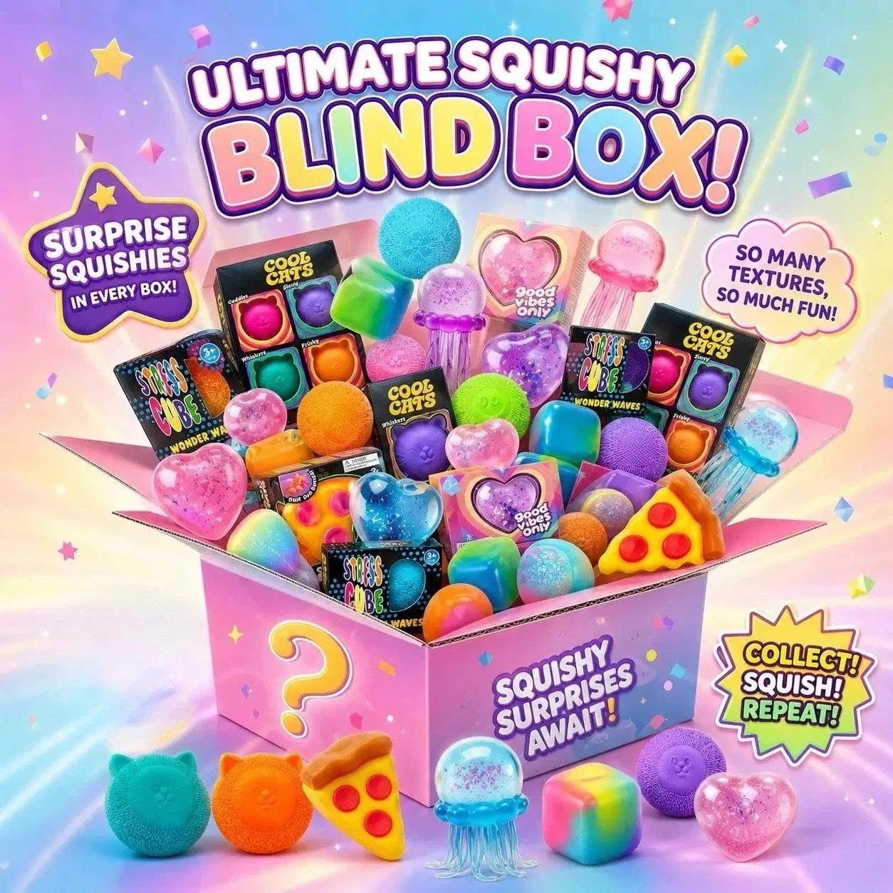 Event Party - -100+ Stück sortierte Squishy-Figuren, Überraschungs-Blindbox-Spielzeug, langsam